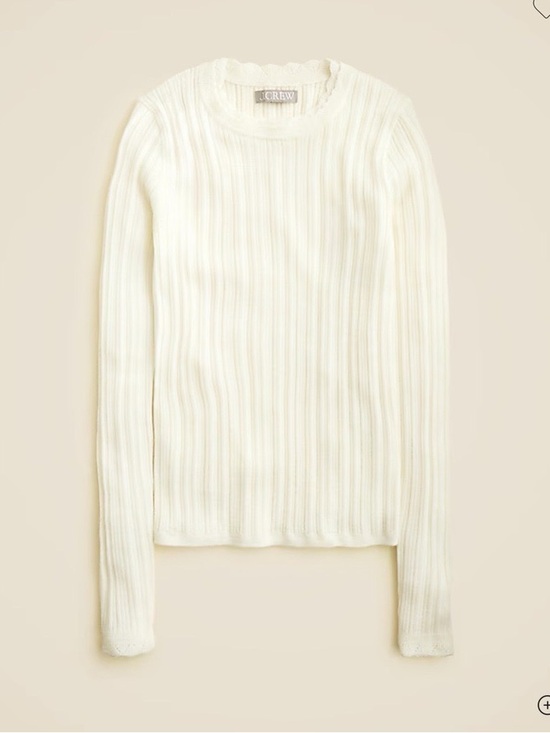 J. Crew Sweaters - J. Crew Layered Pointelle Sweater Tee Merino Wool Ivory